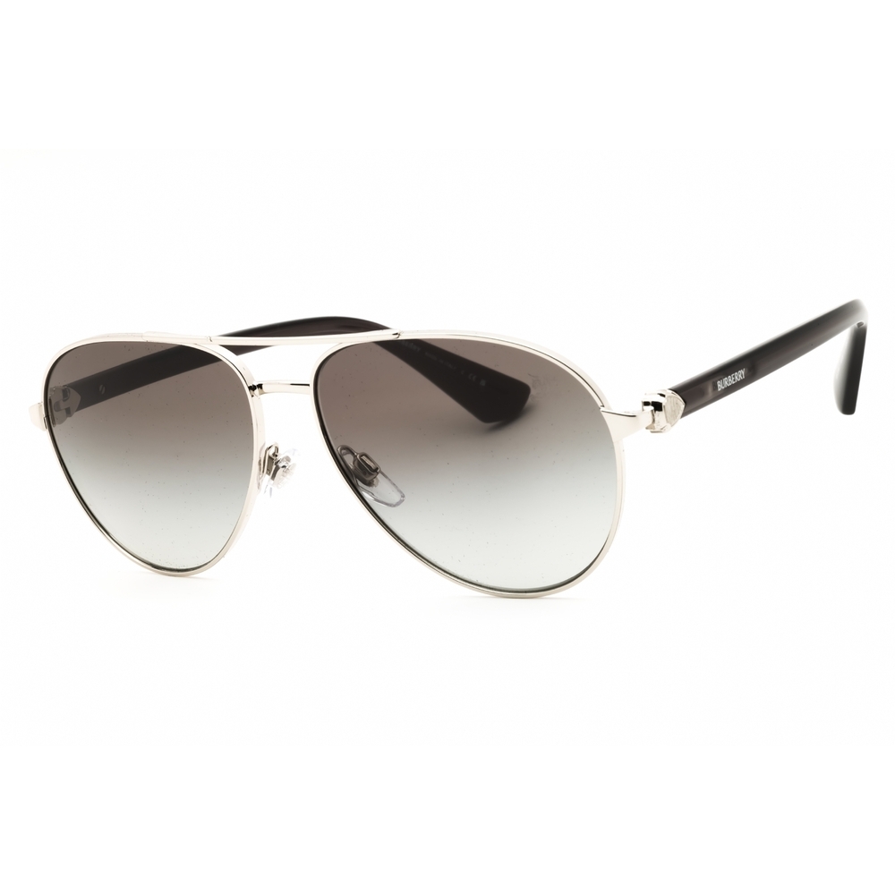NWT Burberry 0BE3167-100511 Silver Aviator 59mm Sunglasses